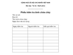 Thẻ kiểm tra bình chữa cháy